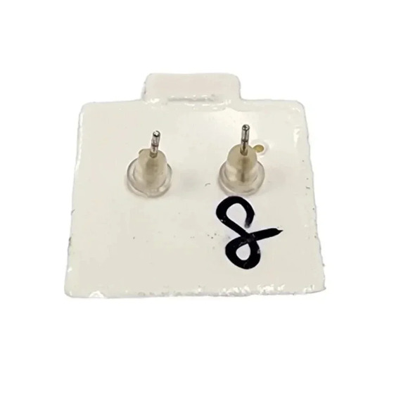 NWOT Sterling Silver Cubic Zirconia Stud Earrings Post Back Closure - Picture 2 of 2